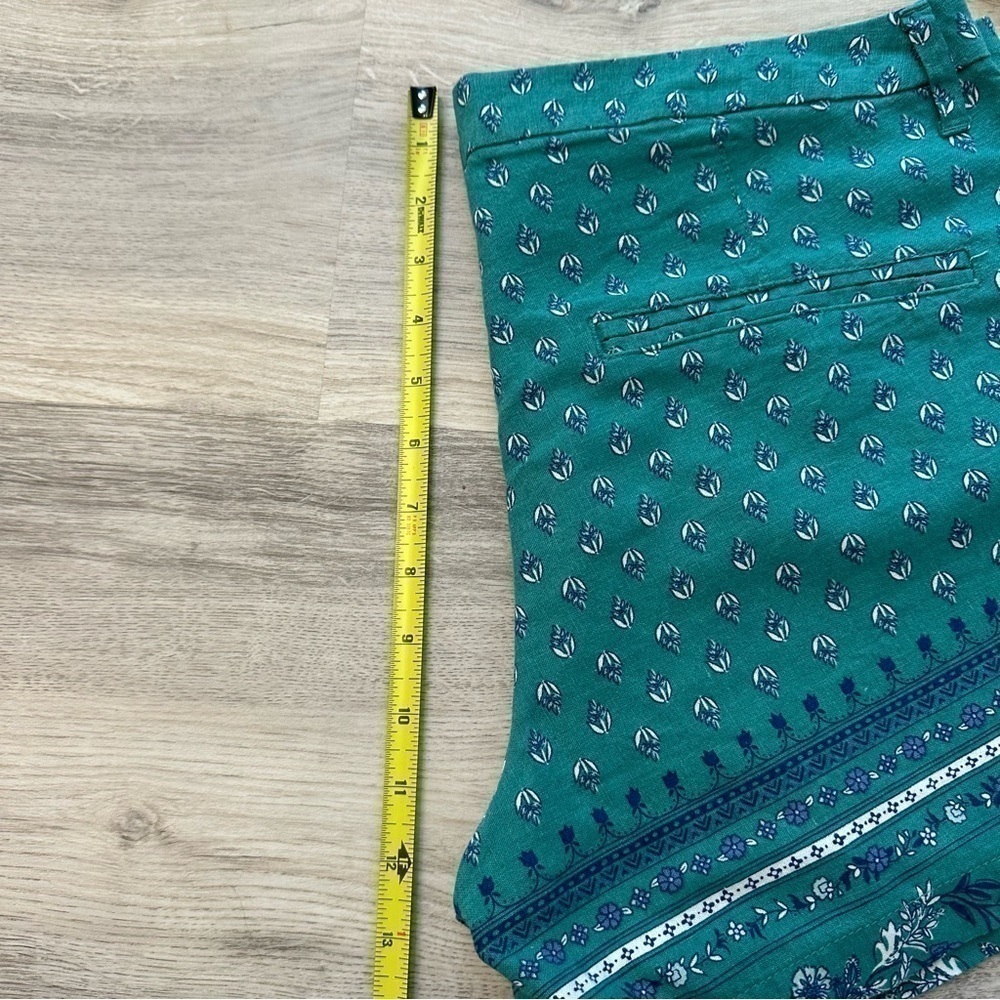 NWT Old Navy Turquoise Green Paisley Floral Linen Shorts Size 12 Summer Boho - Picture 9 of 10